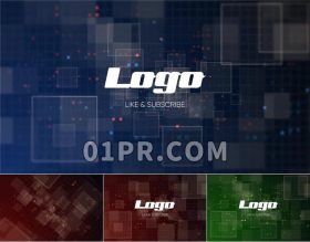 Pr矩形空间Logo模板 三维视差数字网络正方形高科技标志演绎Pr素